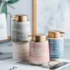 Ceramics Bathroom Supplies Lotion Bottle Handwashing Fluid Metal Pressing Head Soap Bottle Home Use Mouthwash Cup Toothbrush Cup