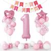 Pearlescent Digital Balloon Star Shaped Aluminum Foil Balloon Set Baby Birthday Party Decoration One Year Decoration Banner