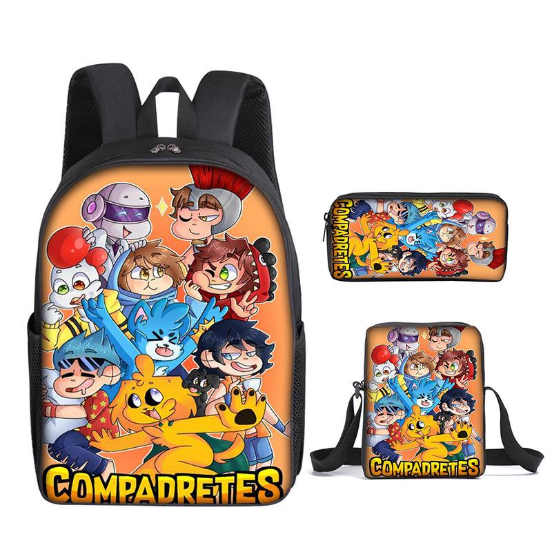 Mikecrack Rucksack Grund- und Sekundarschule Schultasche Bedruckter Rucksack Umhängetasche Federmäppchen Dreiteiliges Set