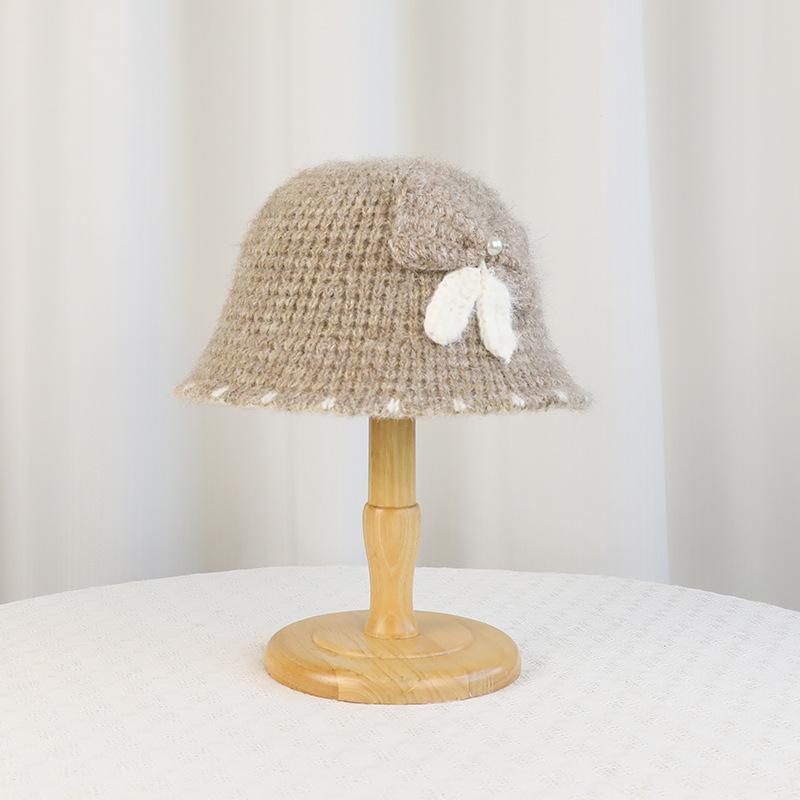 Autumn and winter warm bucket hat small face fashion ear protector basin hat versatile knitted wool hat women