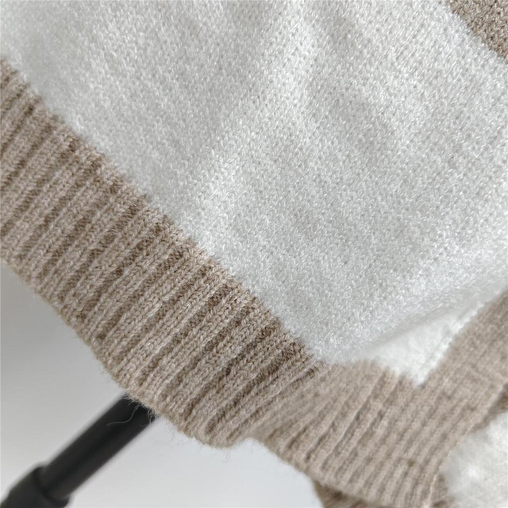 Women's Loose Color Block Knit Cardigan Sweater (2025)