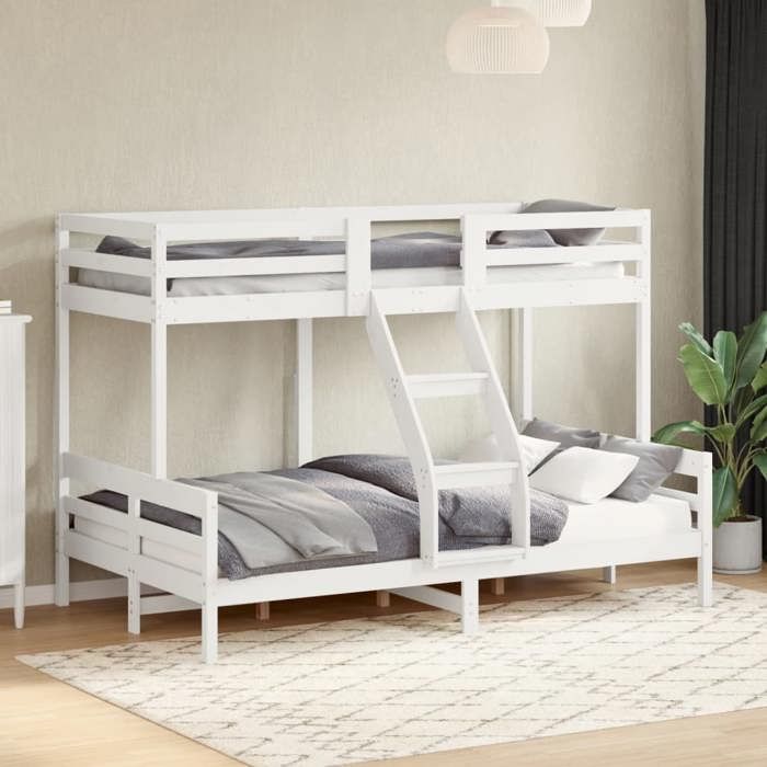 VidaXL Bunk Bed 80x200/120x200 Cm White Solid Pine Wood, Bed, Bed Frame, Loft Bed, Bedroom Furniture, 3207162