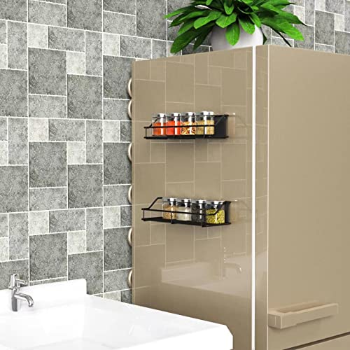 MENGMIANDAXIA Bathroom Rack, Bathroom Storage Rack, Washroom Rack, Bath Storage Rack, Condiment Rack, Kitchen Storage Rack - 2 Black Large (Magnetic)