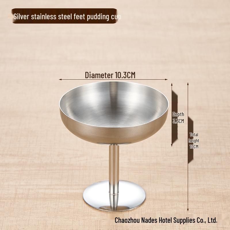 304 Stainless Steel Elevated Ice Cream and Dessert Cup, Silver Gold
