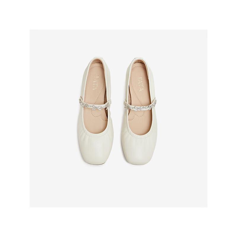 TATA Women's Sheepskin Mary Jane Casual Flats