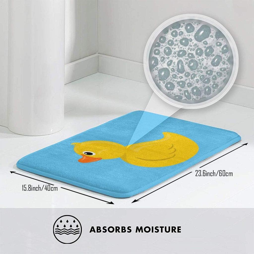 Yellow Rubber Duck Blue Water Bath Mat Non Slip Absorbent Super Cozy Velvet Bathroom Rug Carpet Bath Rugs