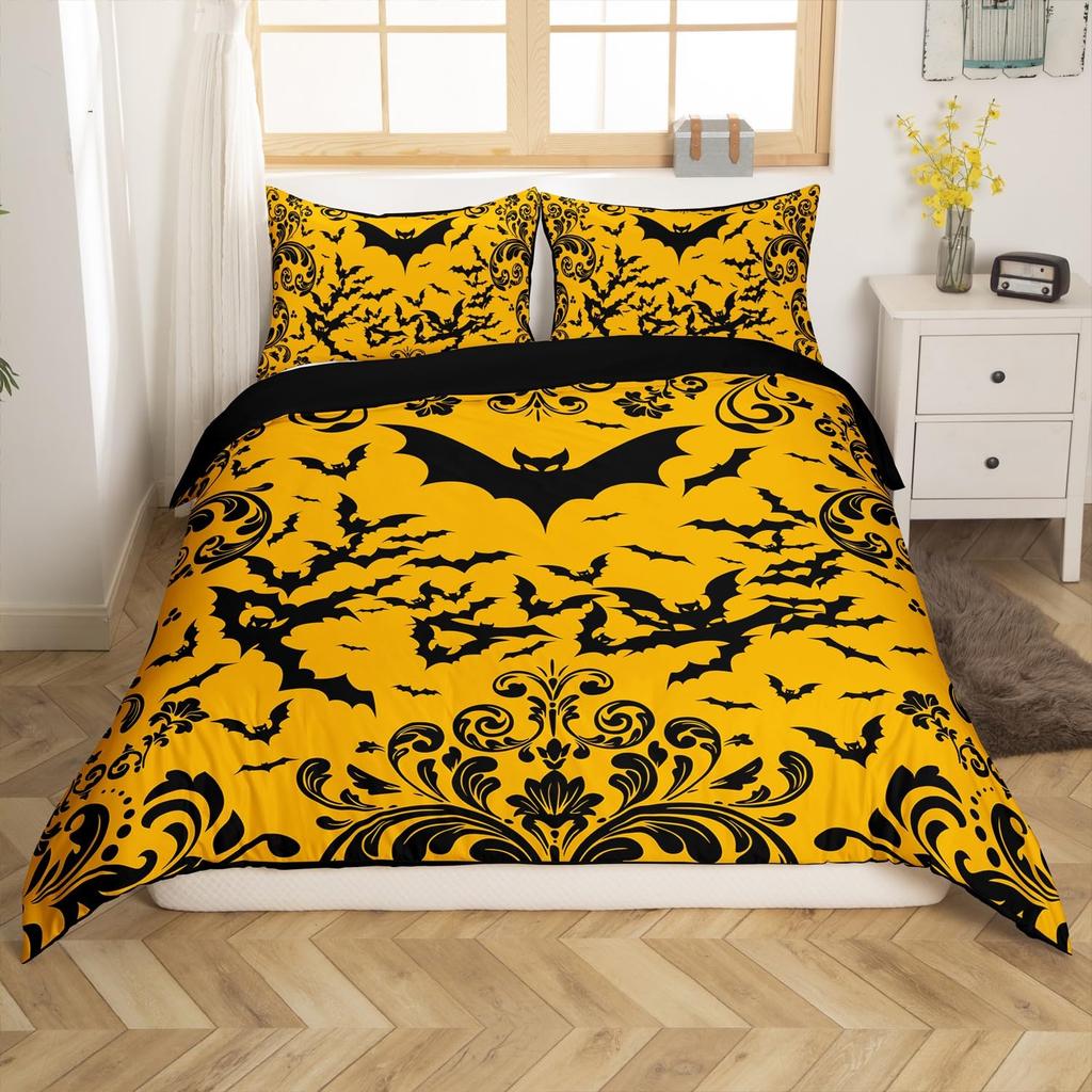 Black White Spider Web Duvet Cover Queen Halloween Gothic Bedding Set for Boys Adults Room Decor Hippie Floral Comforter Cover
