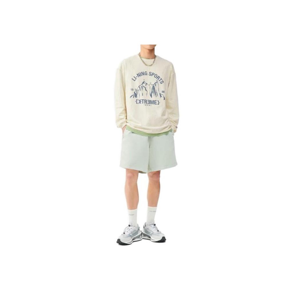Li-Ning Loose Alphabet Print Sports Sweatshirt Unisex Tops Off-White AHSS147-1