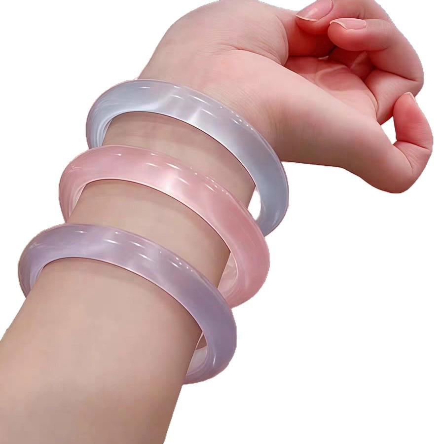 White Moonlight Glazed Cat's Eye Stone Bracelet: Elegant Ice Blue Chinese-Style Gift for Wife or Girlfriend