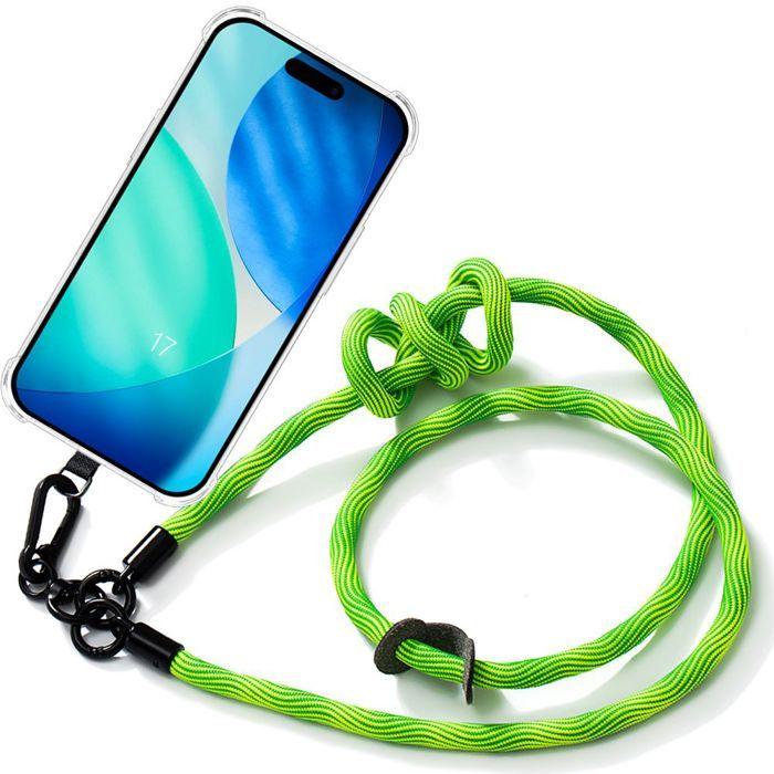 Coque pour iPhone 17 - BOOLING - Protection Anti-Rayures Transparente - Bandoulière Verte