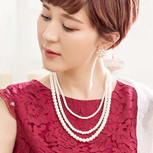 Multi-layer Glass Pearl Necklace Double-layer Short Collarbone Chain Ladies Retro Cheongsam Necklace Choker Collar