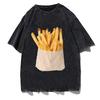 Retro Harajuku Y2K Street Funny Wild Casual Fashion Double-sided Printing French Fries Sweater T Shirt