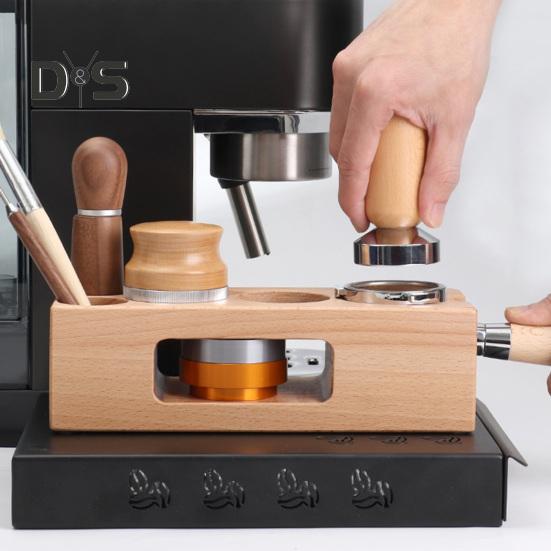 Stazione Di Pressatura Per Espresso Con Supporto Tamper Regolabile – Base Antiscivolo Per Manici Da 51 A 58 Mm, Vano Accessori Incluso