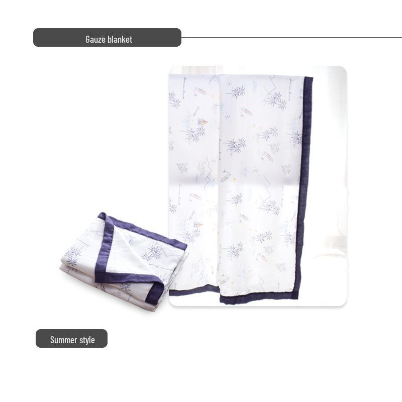 Digital Print Bamboo Cotton Baby Blanket - Four-Layer Gauze Anti-Kick Quilt for Newborns