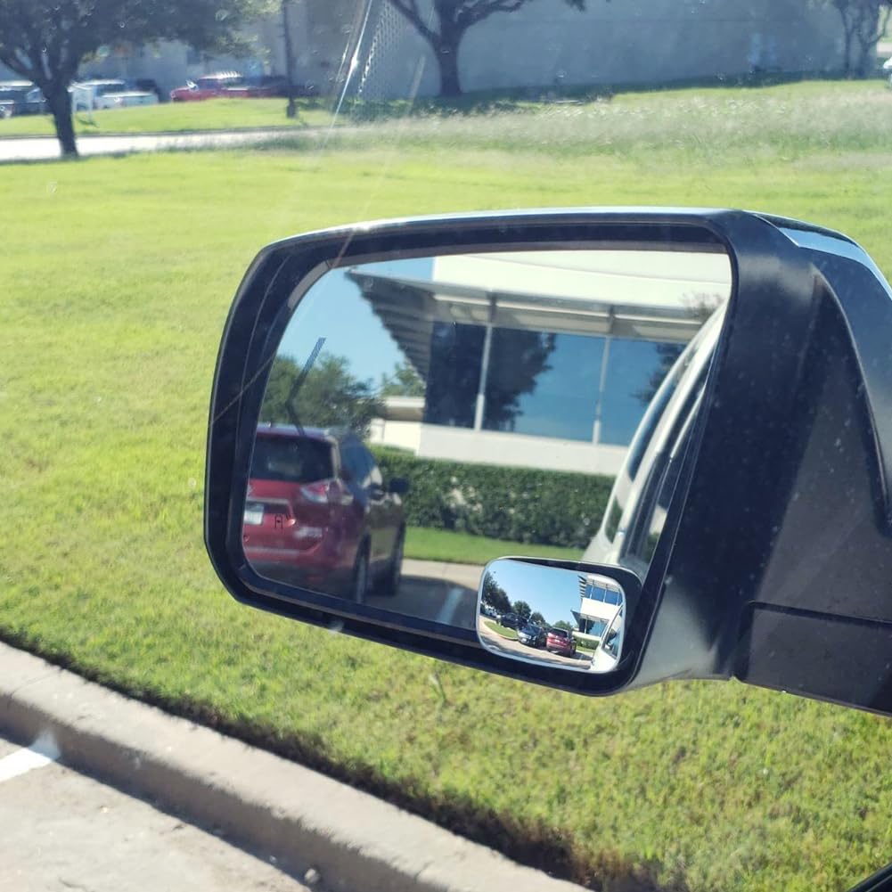 Ampper Car Auxiliary Mirror, Lane Change Mirror, Rear Viewing, 360° Angle Adjustment, Side Mirror (Rectangular, 4 Pieces)