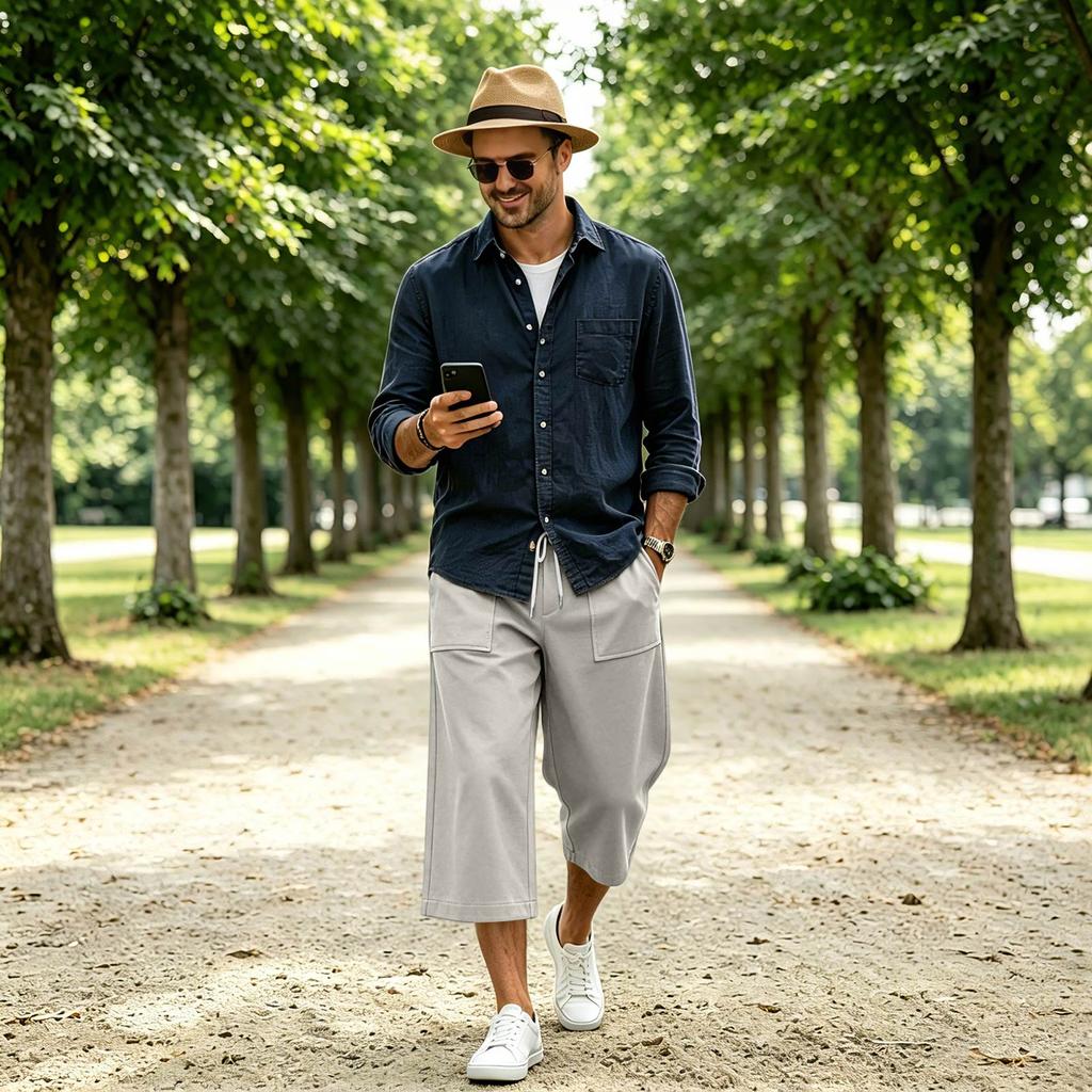 Men's Casual Cargo Shorts with Large Pockets Loose Fit Bermuda Length