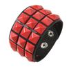Comfort Fit Adjustable Bracelet Three Row Square Studs Punk Design Soft Leather for Stylish Daily Fashion