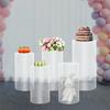 5 pcs Clear Acrylic Pedestal Display Stands Set Clear Cylinder Pedestal Stands Large Cylinder Plinths for Event Decoration
