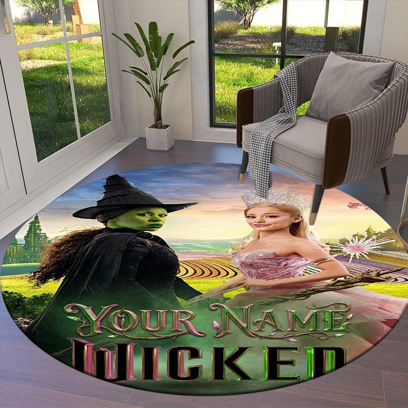 Christmas Baubles Theme Custom Name Round Area Rug Carpet Rug For Living Room Bedroom Sofa Playroom Decor Nonslip Floor Mat