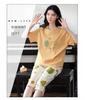 Korean Style Women's Summer Pajama Set – Imitation Cotton, Short Sleeve, Capri Pants, Thin, Cute, Plus Size