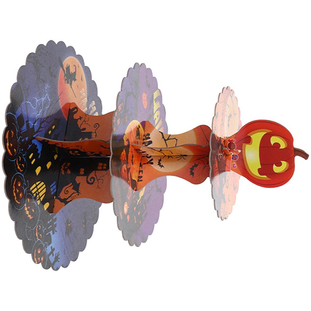 Halloween Themed Multi Tier Paper Dessert Stand For Spooky Party Tabletop Decoration And Sweet Treats Display