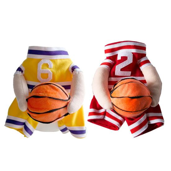 Dog Basketball Player Costume Funny Outfit with 3D Ball Cute Pet Basketball Apparel for Cosplay Photoshoot Festive Costume