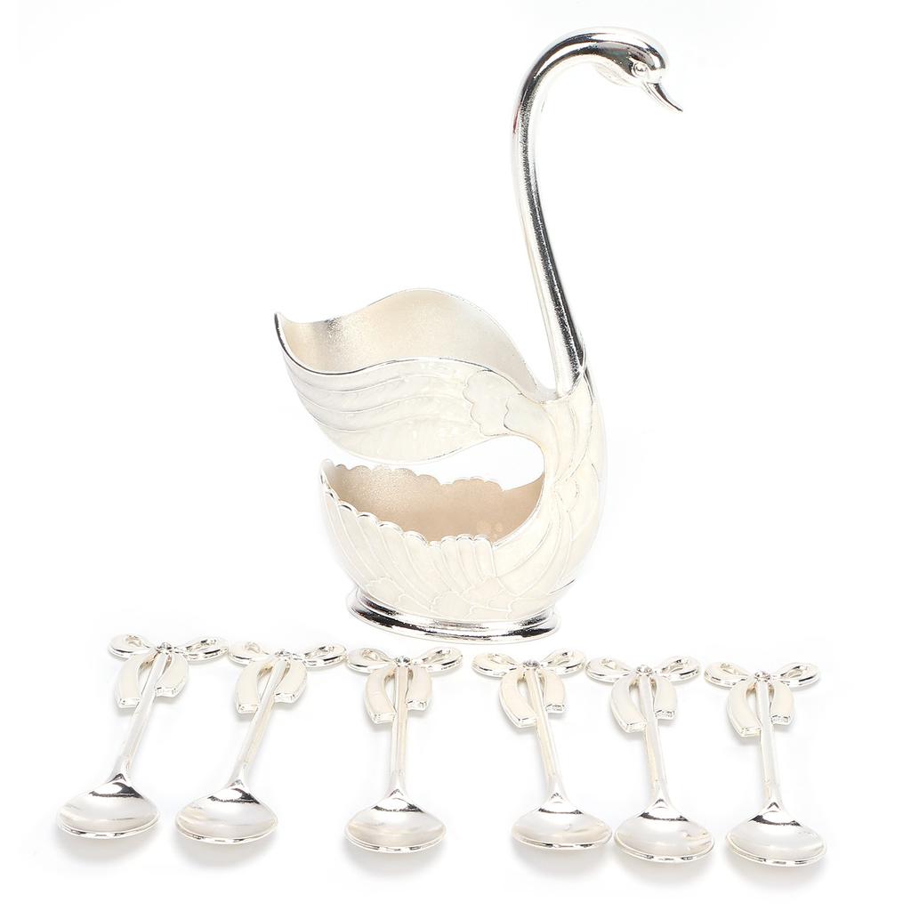 EU Style Coffee Tableware Fruit Dessert Cute with Swan Base Zinc Alloy for Drink Tea Gift