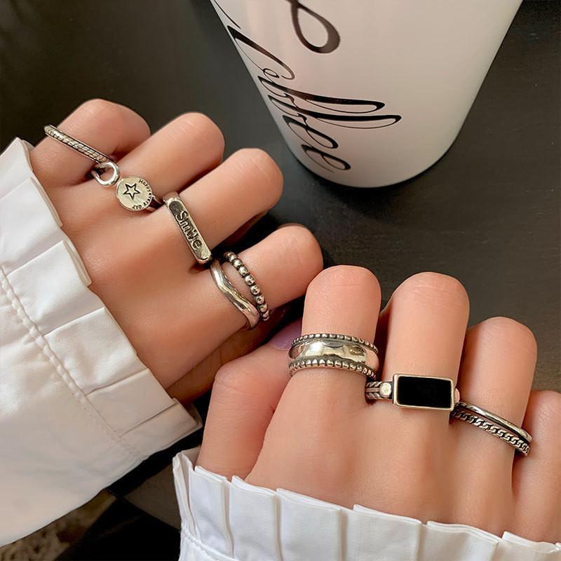 Adjustable Open Stunning Ring With Geometric Retro Themes For Womens Fashion Accessory