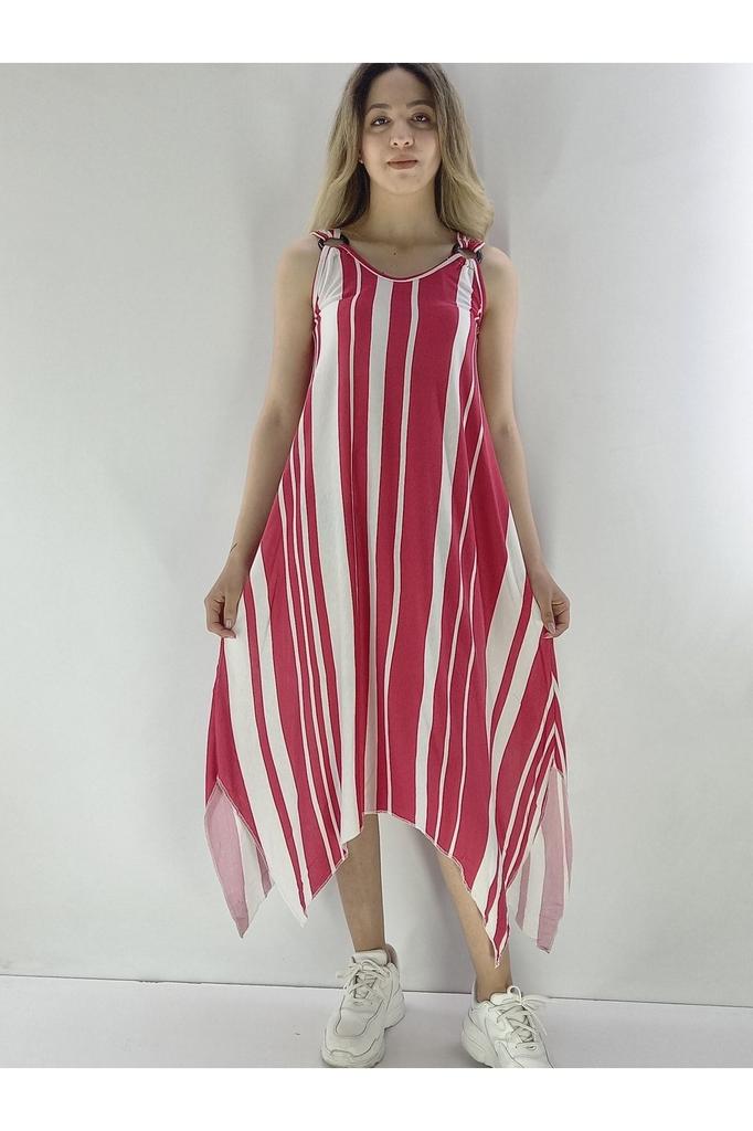 Women's Big Size Dress, Strappy, Buckle Detailed, Asymmetrical Cut, Plus Size Dress