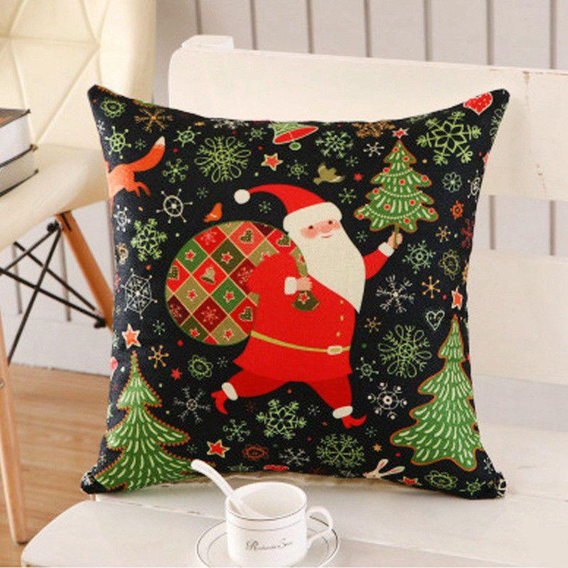 Elegant Christmas Pillow Case Glitter Cotton Linen Sofa Throw Cushion Cover For Home Decor