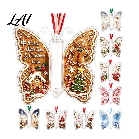 Praktische Bargeldumschlag-Alternative 2 Stück Acryl Schmetterling Geldhalter Hängende Ornamente Dekorative Anhänger für Weihnachts-Feiertags-Ausstellungsbaum