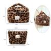 Leopard Print Cosmetic Pouch Set Large Vanity Cosmetic Makeup Large and Portable and Lightweight for Travel and Business Trips (2-Piece Set) - Fluffy,