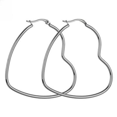 2018 Trendy Retro Heart-Shaped Stainless Steel Hoop Earrings