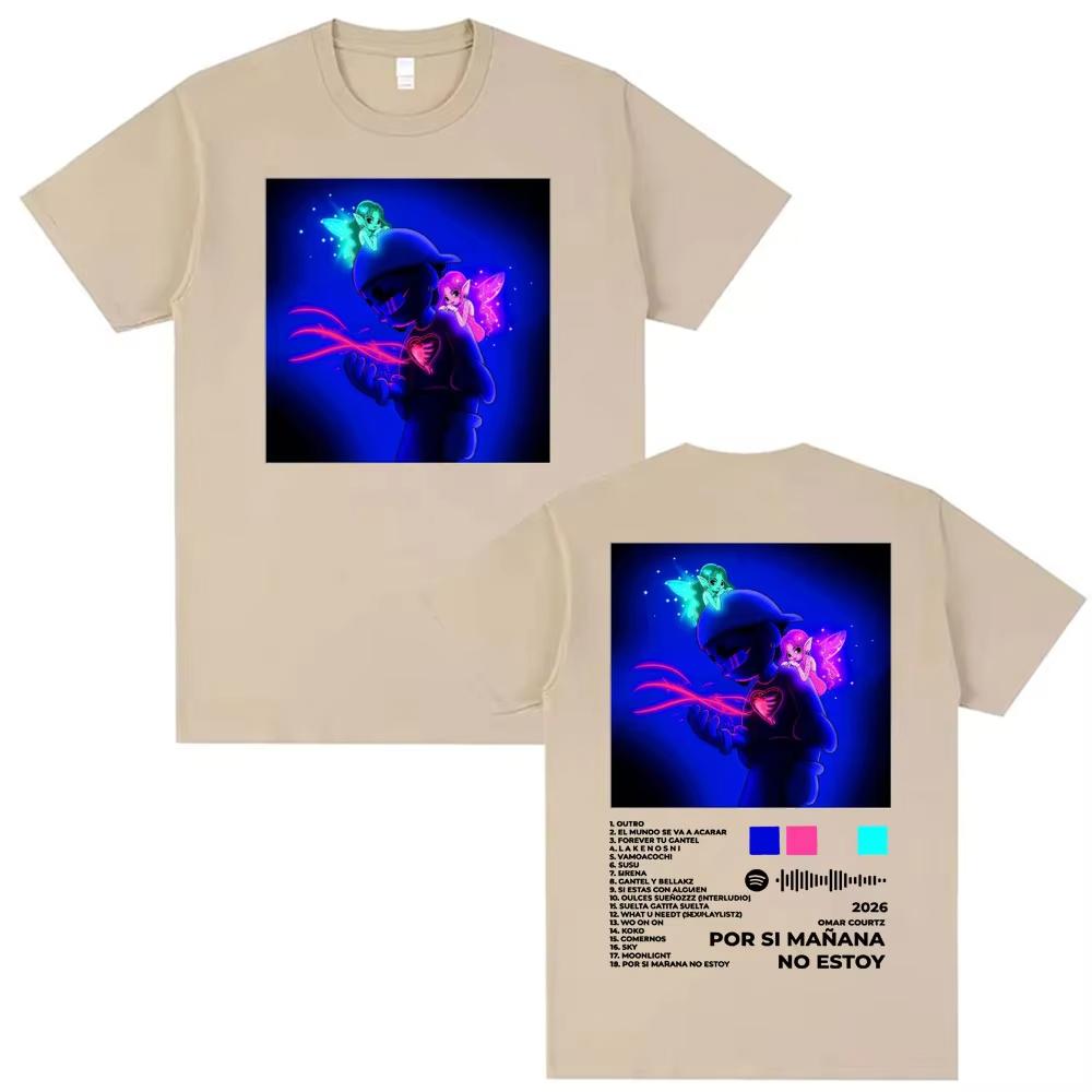 Omar Courtz Por Si Manana No Estoy 2026 New Album Cover T Shirts Men Women Fashion Hip Hop Pop Music T-shirt Male Cotton T Shirt6