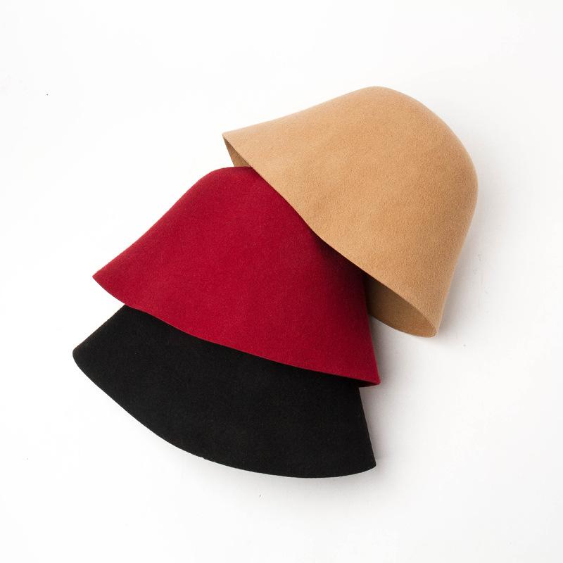 Autumn and winter new fashion casual women woolen bucket hat travel shopping retro felt top hat