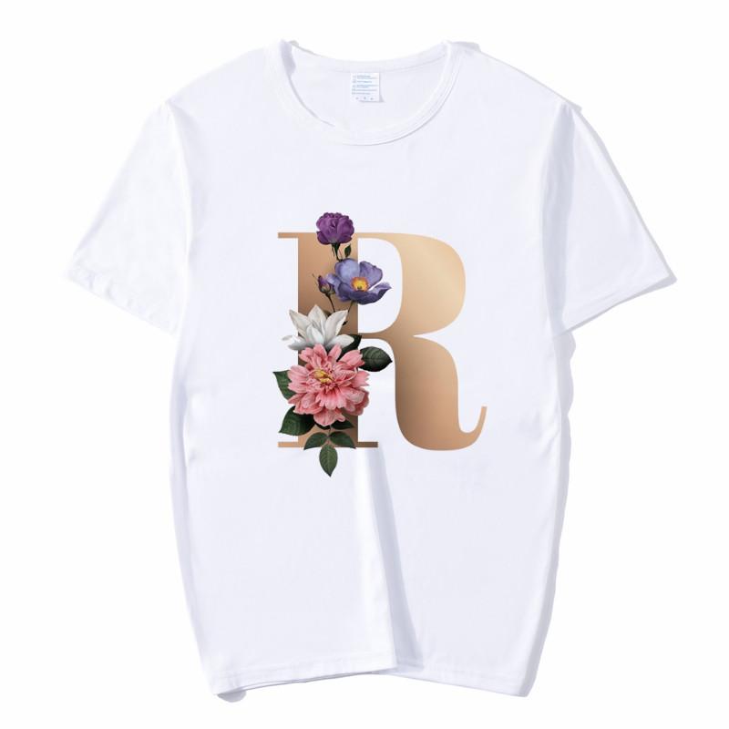 Summer A To Z 26 Alphabet Print Tshirt Cartoon Tees Women Streetwear Funny Casual T