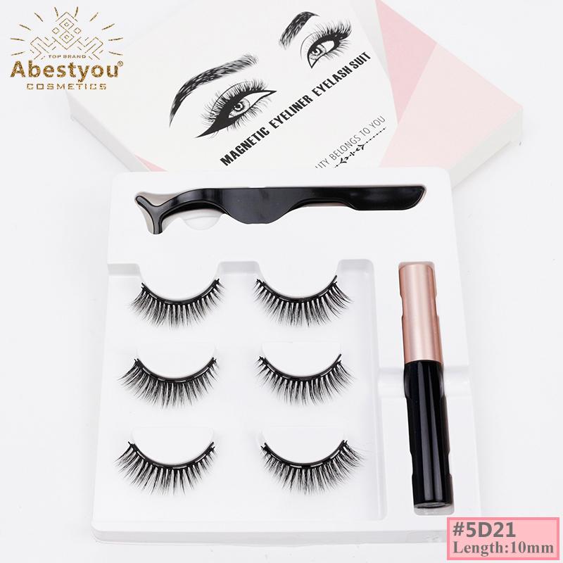 Abestyou Handmade Highest Quality Faux Mink Magnetic Eyelashes with 5 Magnets Light & Strong Magnetic Reusable