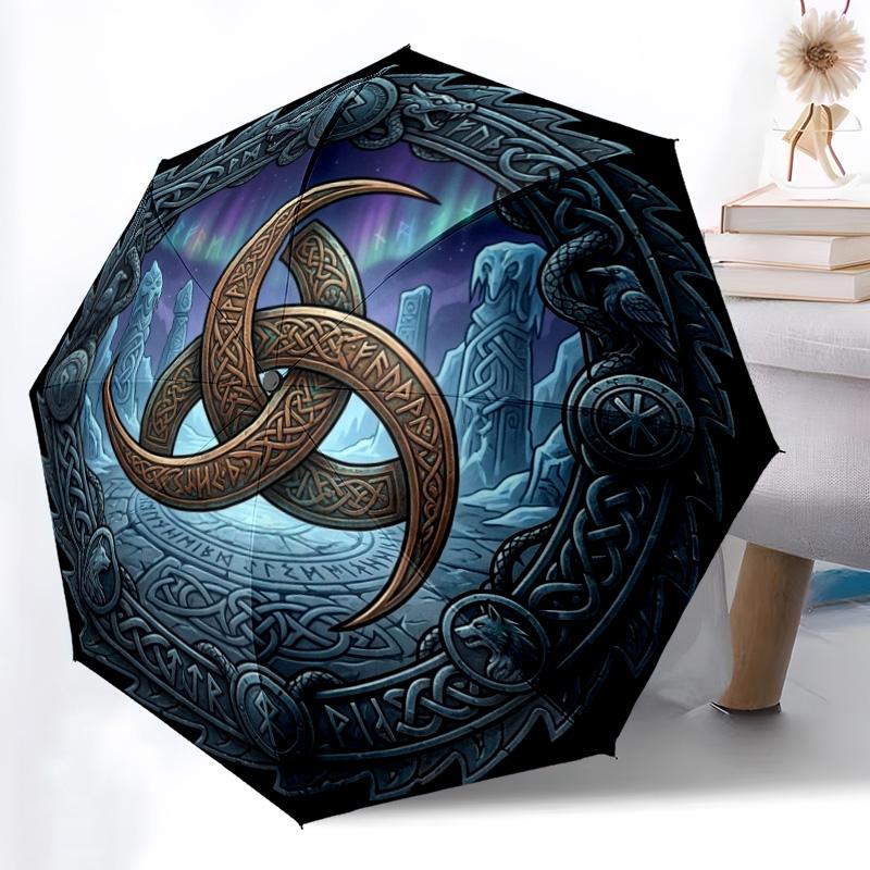 Symbolic Artwork Pattern Umbrella, Portable and Foldable Design, 8 Ribs, a Casual Accessory for Halloween, Christmas, and Birthday Gifts.