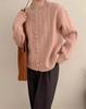 2026 Autumn Retro Gold Buckle Knit Cardigan - Gentle Style, Round Neck, Solid Color Sweater for Women