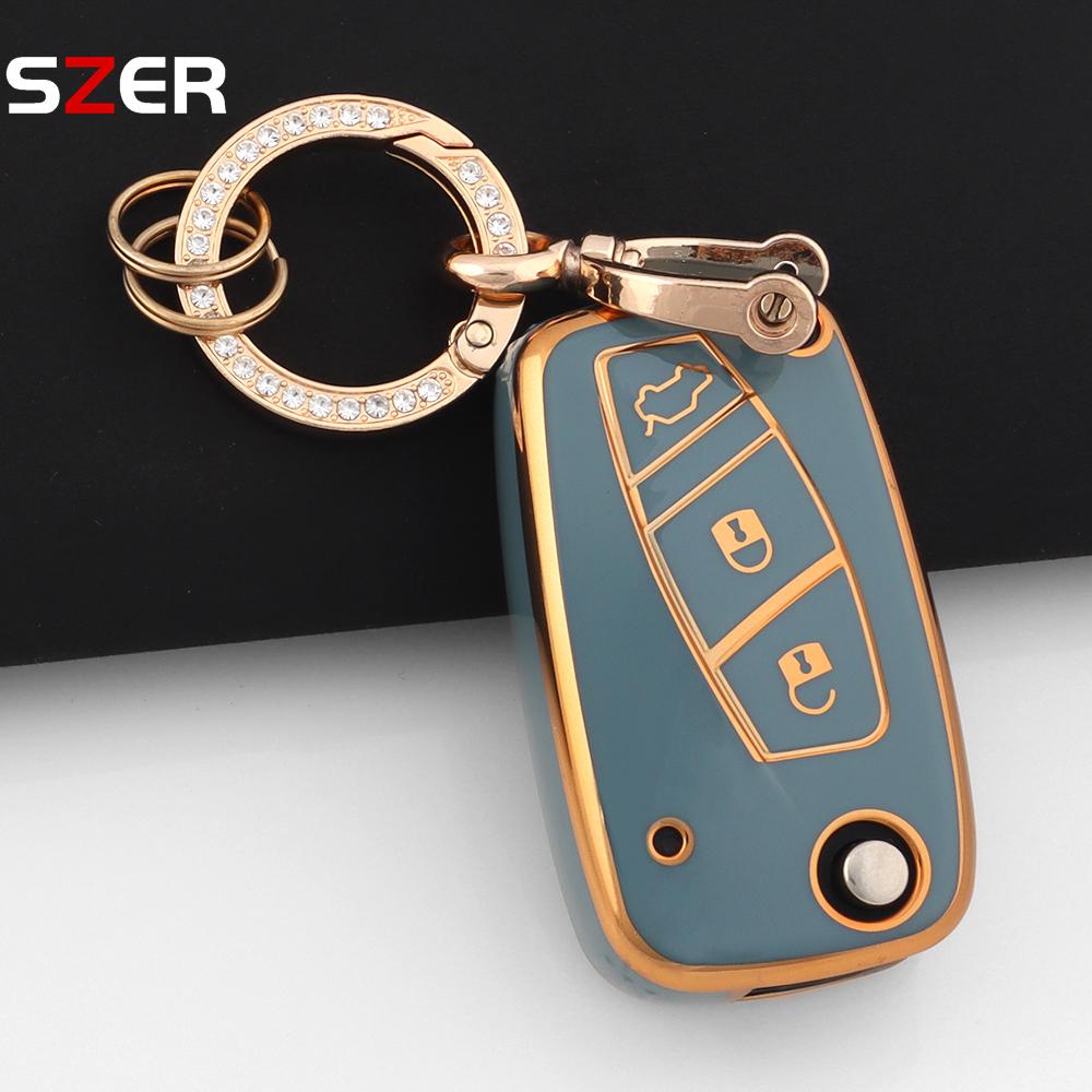 Tpu Car Key Case Cover For Fiat Panda Stilo Punto Doblo Grande Bravo 500 Ducato Minibus Folding Keychain Interior Accessories