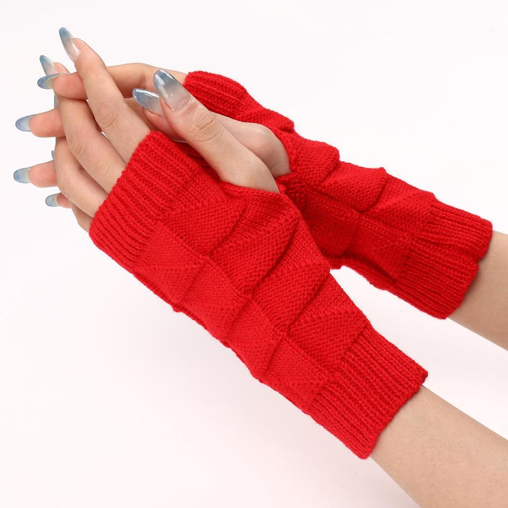 Neue Herbst und Winter Damen gestrickte warme Handschuhe Halbfingerärmel kurze Armärmel