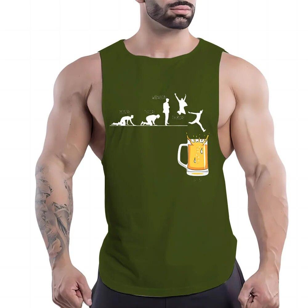 Pánská ležérní sportovní vesta Four Seasons s kulatým výstřihem, kreativní grafikou, 2D potiskem, jednoduchá móda, prodyšné tílko bez rukávů