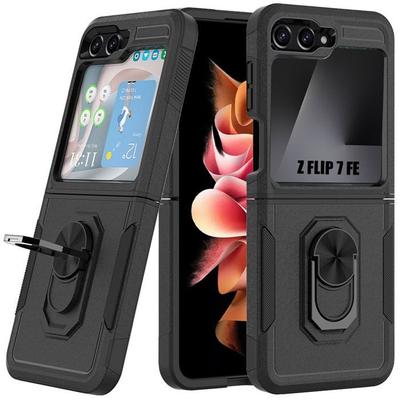 Protective Case - BOOLING - for Samsung Galaxy Z Flip 7 FE - Rigid Shockproof - Black - 360° Stand