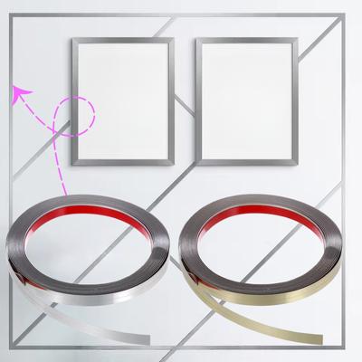 1pc 5m/196.85inStainless Steel Decorative Strip Molding Wall Trim Tape Metal Strips Flexible Self Adhesive Edging Background