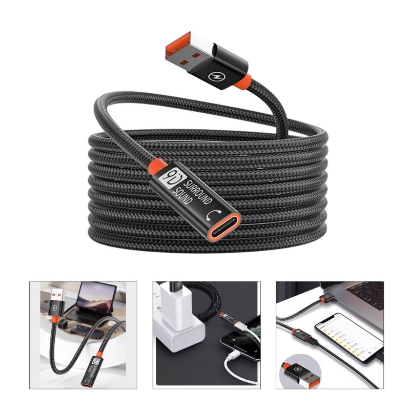 Charging Cable 5Gbps Data Transfer Extension Cord USB to Type C Cord for 15 14 13 12 S20 S20+ Phone Tablet