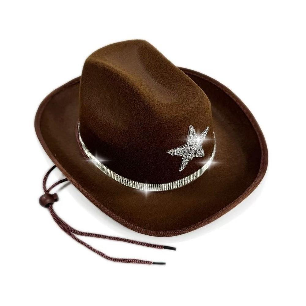 Rhinestone Summer Sun Hat Sparkling Kids Bucket Hat Cool Western Cowboy Hat Dress-Up