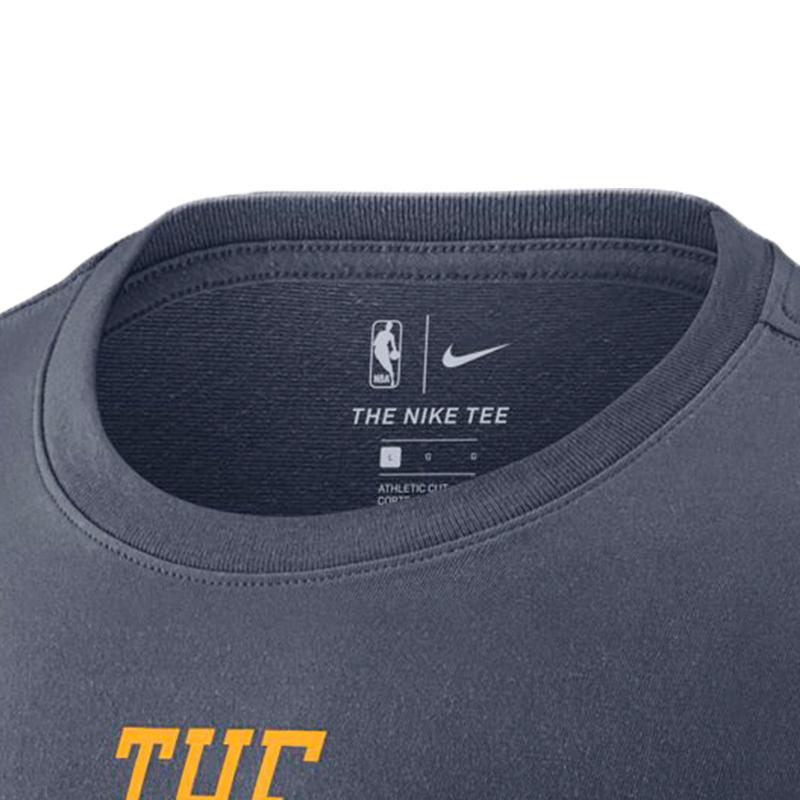 Nike Letter Logo Print Round Neck Short Sleeve T-Shirt Golden State Warriors Curry Reward Edition Men Tops Gray AO0887-477
