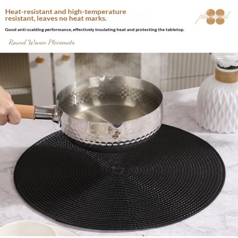Round Woven Placemats Heat Resistant Non Slip For Kitchen Table Holiday Home Use