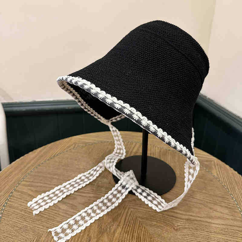 Hat women's knitted hat summer sunshade sunscreen hat sun hat advanced sense bucket hat show small face