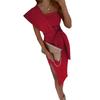 2025 Spring European & American Women's Sexy Lace-Up Bandeau Fly Sleeve Slit Evening Dress